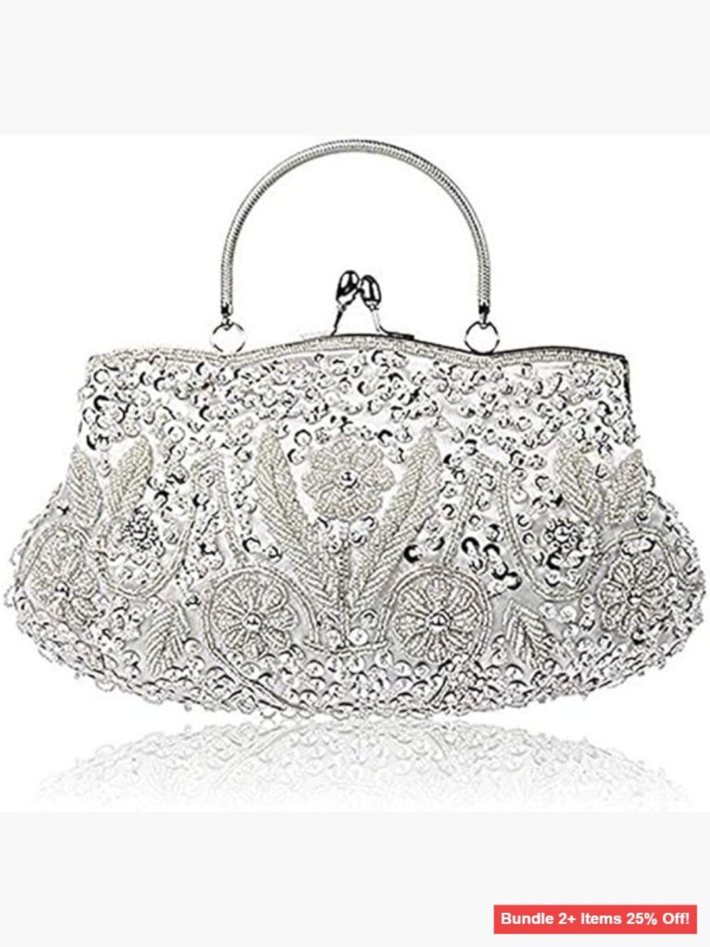 Large Beaded Sequin Clutch Bag with Removable Shoulder Strap for Formal Events